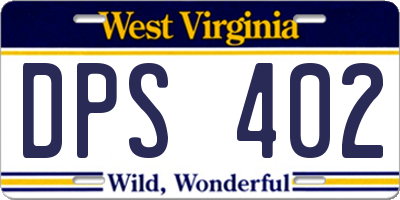 WV license plate DPS402