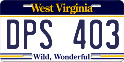 WV license plate DPS403