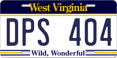 WV license plate DPS404