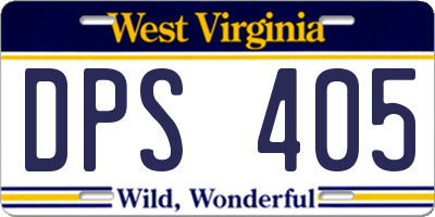 WV license plate DPS405