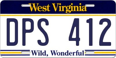 WV license plate DPS412