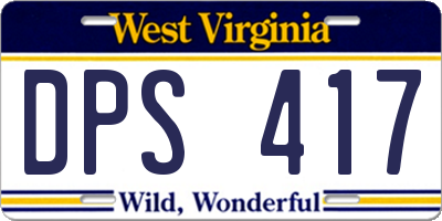 WV license plate DPS417