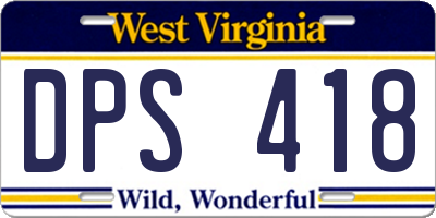 WV license plate DPS418