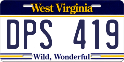 WV license plate DPS419