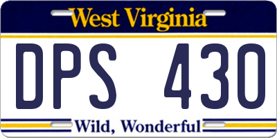 WV license plate DPS430