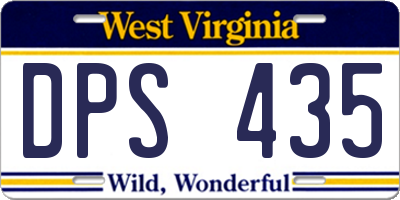 WV license plate DPS435