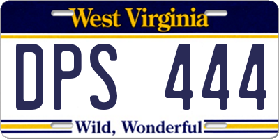 WV license plate DPS444