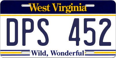 WV license plate DPS452
