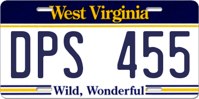 WV license plate DPS455