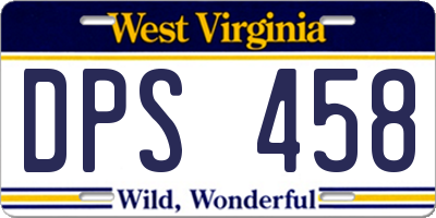 WV license plate DPS458