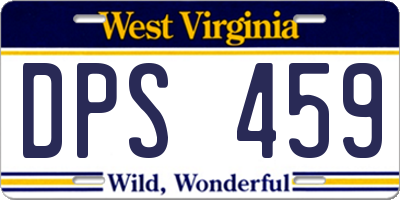 WV license plate DPS459