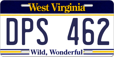 WV license plate DPS462