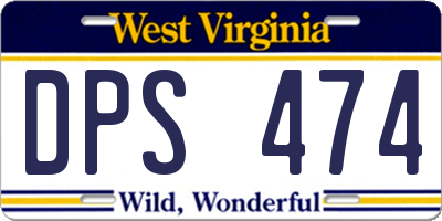 WV license plate DPS474