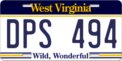 WV license plate DPS494