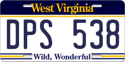 WV license plate DPS538