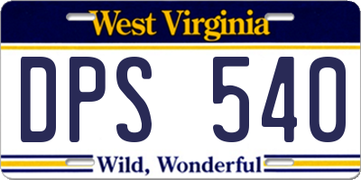 WV license plate DPS540