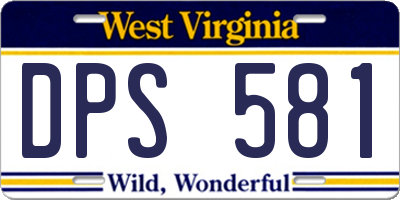 WV license plate DPS581