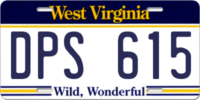 WV license plate DPS615