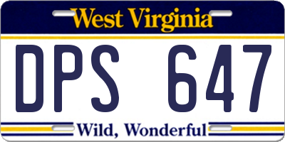 WV license plate DPS647