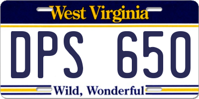 WV license plate DPS650