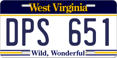 WV license plate DPS651