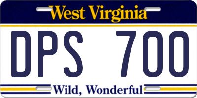 WV license plate DPS700