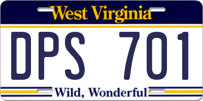 WV license plate DPS701