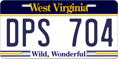 WV license plate DPS704