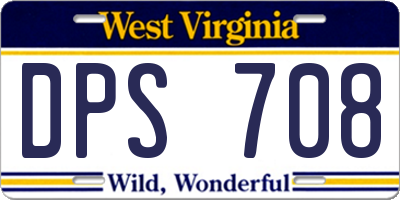 WV license plate DPS708