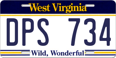 WV license plate DPS734