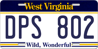 WV license plate DPS802