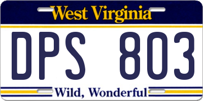 WV license plate DPS803