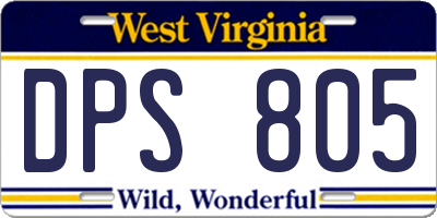 WV license plate DPS805