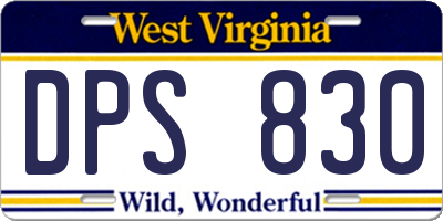 WV license plate DPS830