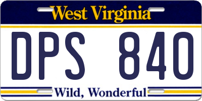 WV license plate DPS840