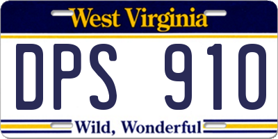 WV license plate DPS910