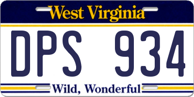 WV license plate DPS934