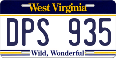WV license plate DPS935