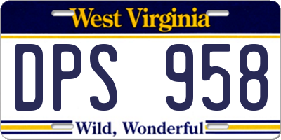 WV license plate DPS958