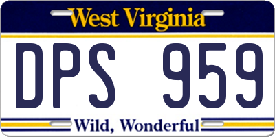 WV license plate DPS959