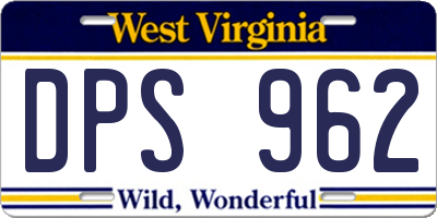 WV license plate DPS962
