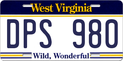 WV license plate DPS980