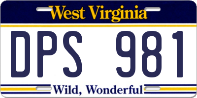 WV license plate DPS981