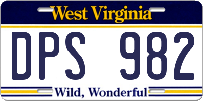 WV license plate DPS982