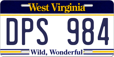 WV license plate DPS984