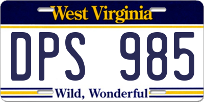 WV license plate DPS985