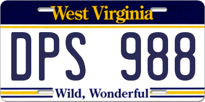 WV license plate DPS988
