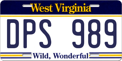 WV license plate DPS989