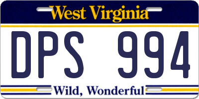 WV license plate DPS994