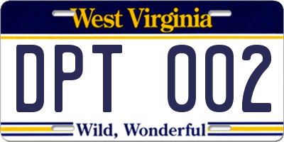WV license plate DPT002
